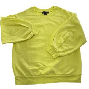 Something Navy Sweatshirt Womens XX Small Yellow Mandi Puff Crop Sleeve Cotton